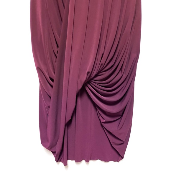 Sympli Swag Dress Midi Stretch Jersey Draped Size 10 Eggplant Red Elegant Artsy - Picture 5 of 13